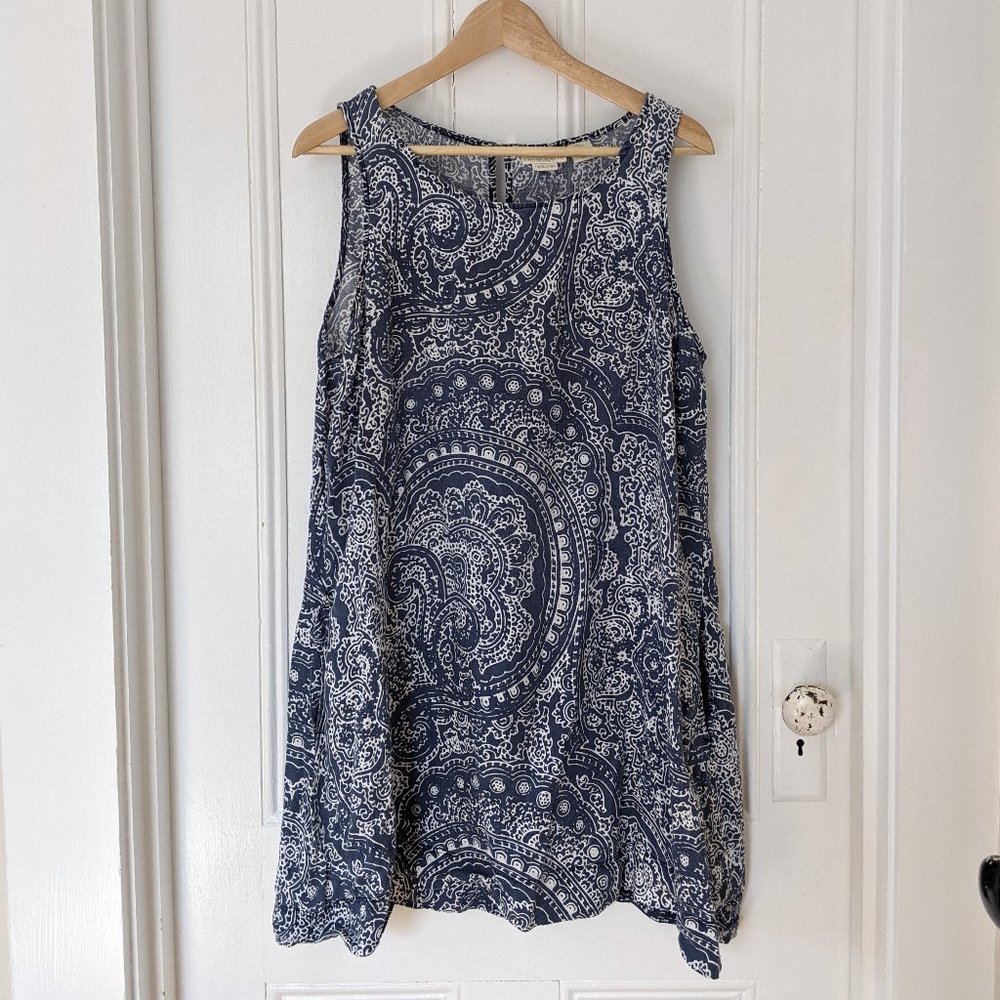 Cynthia Rowley Blue+White Linen Dress *w/ pockets*